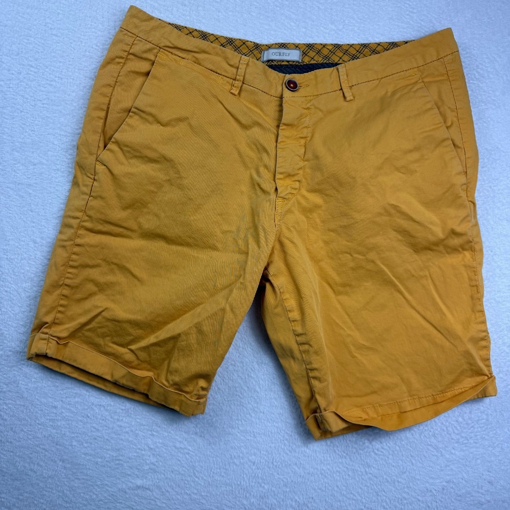 Our Fly Italian Chino Golf Shorts Mustard Yellow Casual‎ Modern Size 40